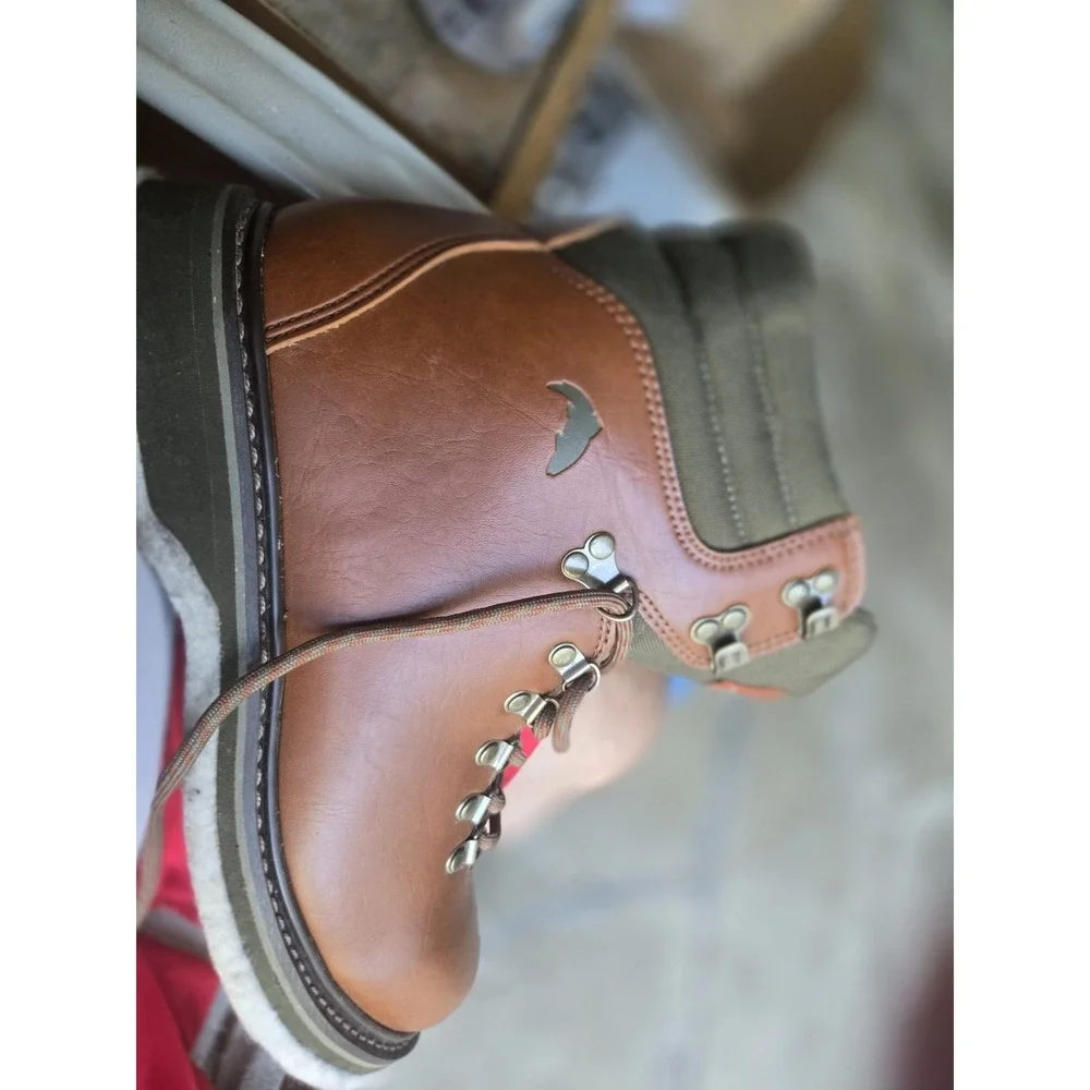 Simms Fly Fishing Wading Boots Felt Sole Brown Leather Men's Size 9 USA Trout